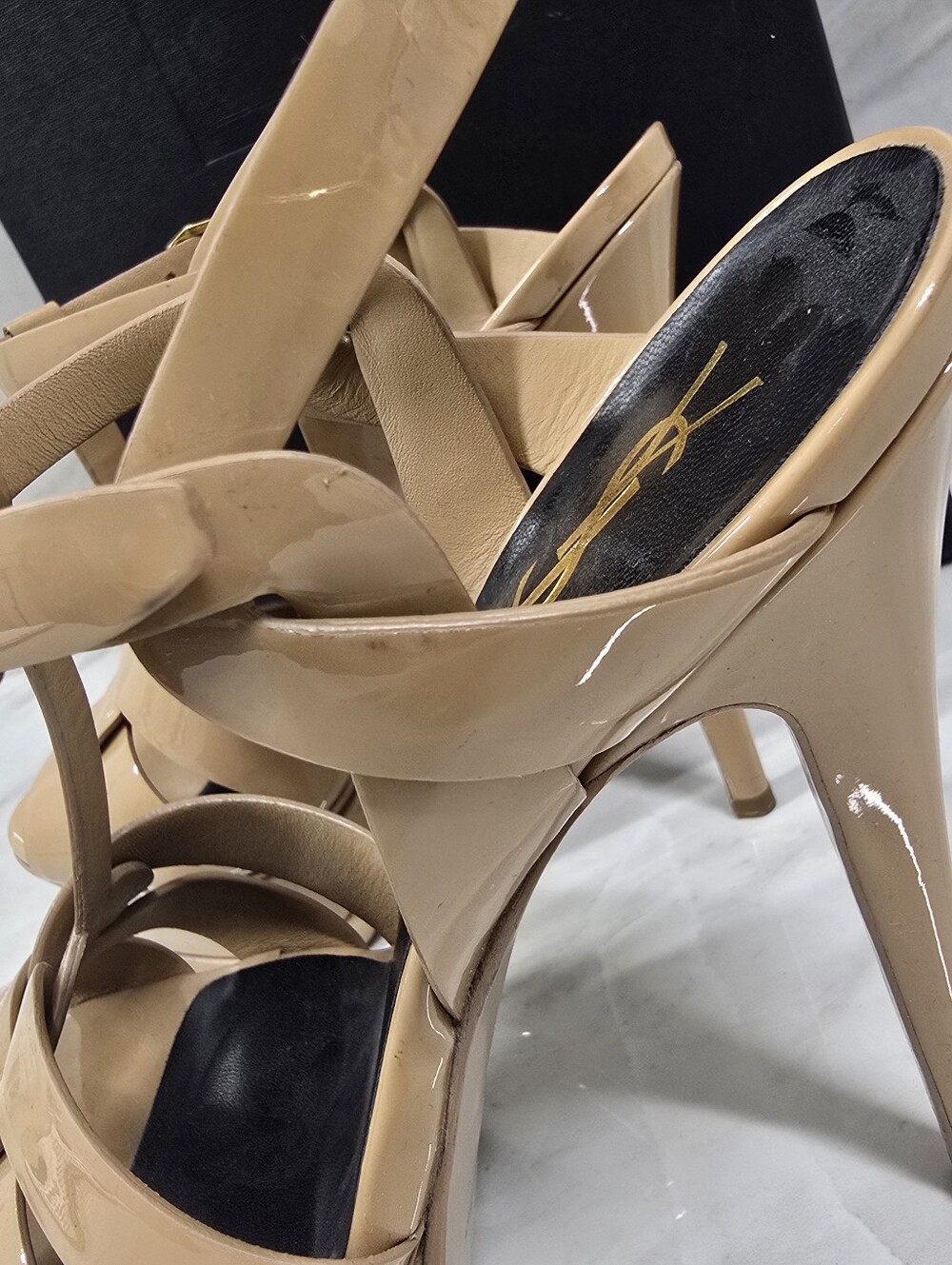 Yves Saint Laurent Nude Patent Leather Platform Sandals - Picture 6 of 15